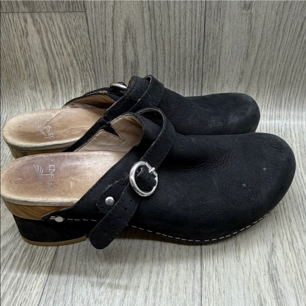 Dansko Black Leather Clogs with Buckle - Picture 9 of 11